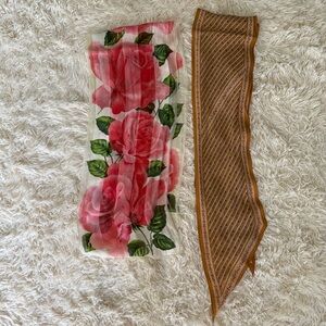 Bundle of silk long scarf flower print ornaments Adrienne Vittadini Albert nipon